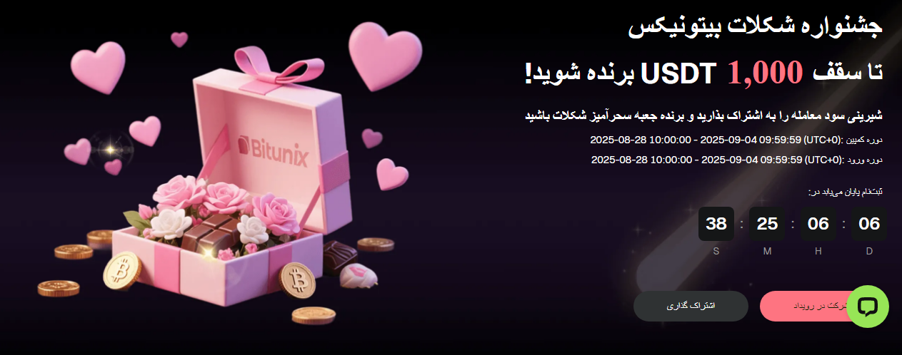 جشنواره شکلات بیت یونیکس تا سقف 1000 تتر